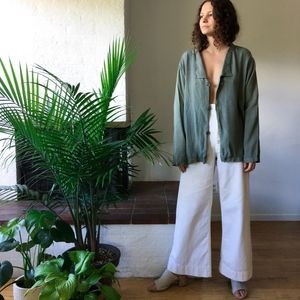 Green 90s Button Up Blouse